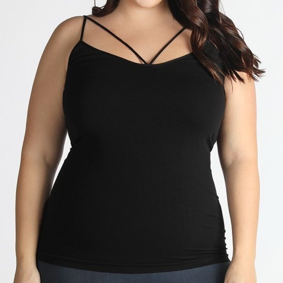 Nikibiki Tops - Plus Size Black Deep V Camisole
